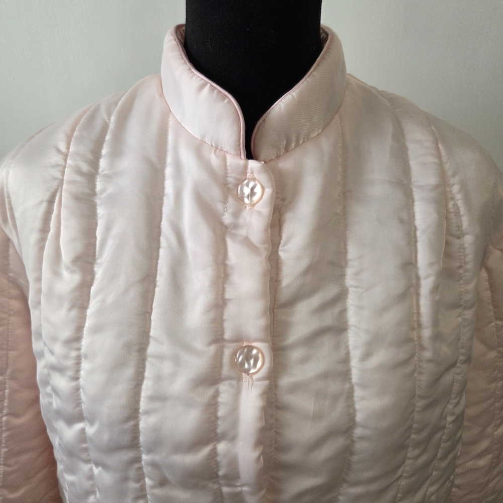 VINTAGE SEARS Pink Quilted Satin Bed Jacket Coquette Romantic - Picture 2 of 8